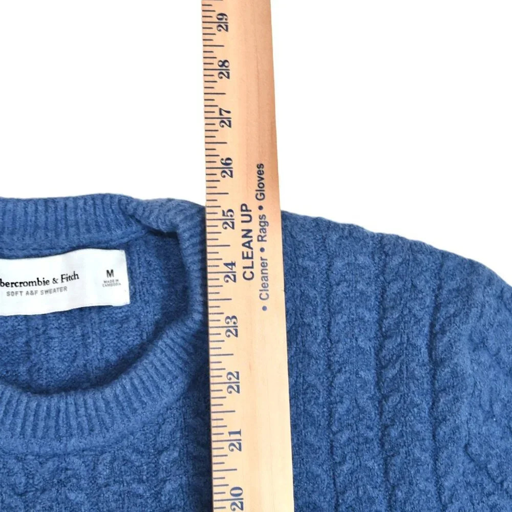 Abercrombie & Fitch || Men's Cable Knit Sweater Lighthouse Blue Size Medium - Picture 5 of 7